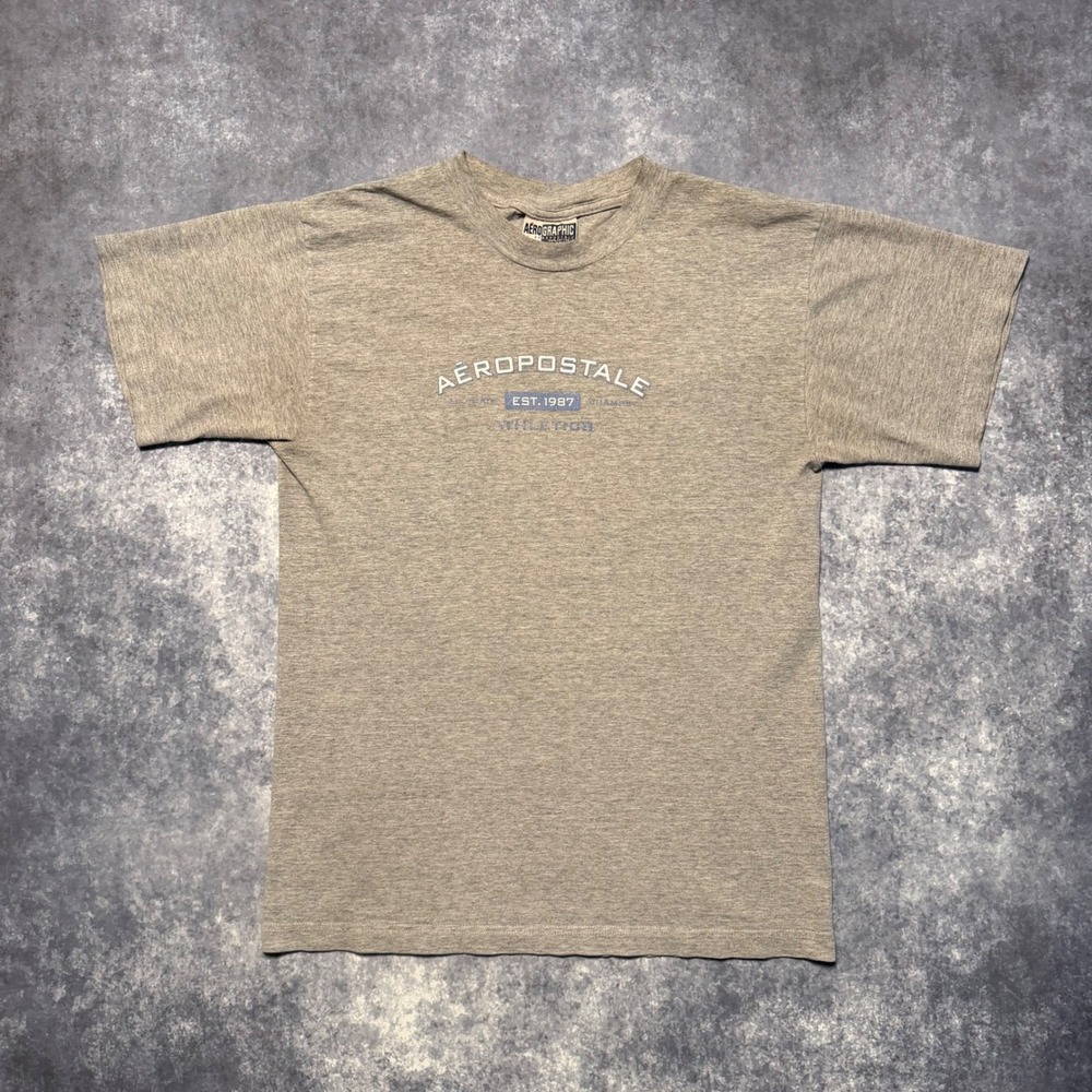 Vtg Y2K Aeropostale Aerographic T Shirt Medium M Gray Athletics Graphic Est 1987